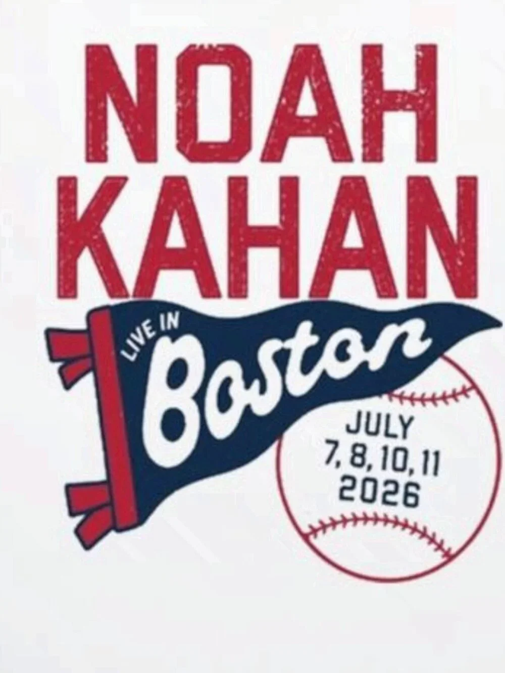 Noah Kahan Boston MA 2026 Tour Graphic T-Shirt Concert Tee